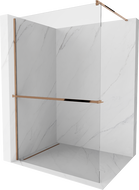 Mexen Kioto+ shower screen with a shelf and rail 70 x 200 cm, Transparent 8 mm, Rose gold - 800-070-121-60-00