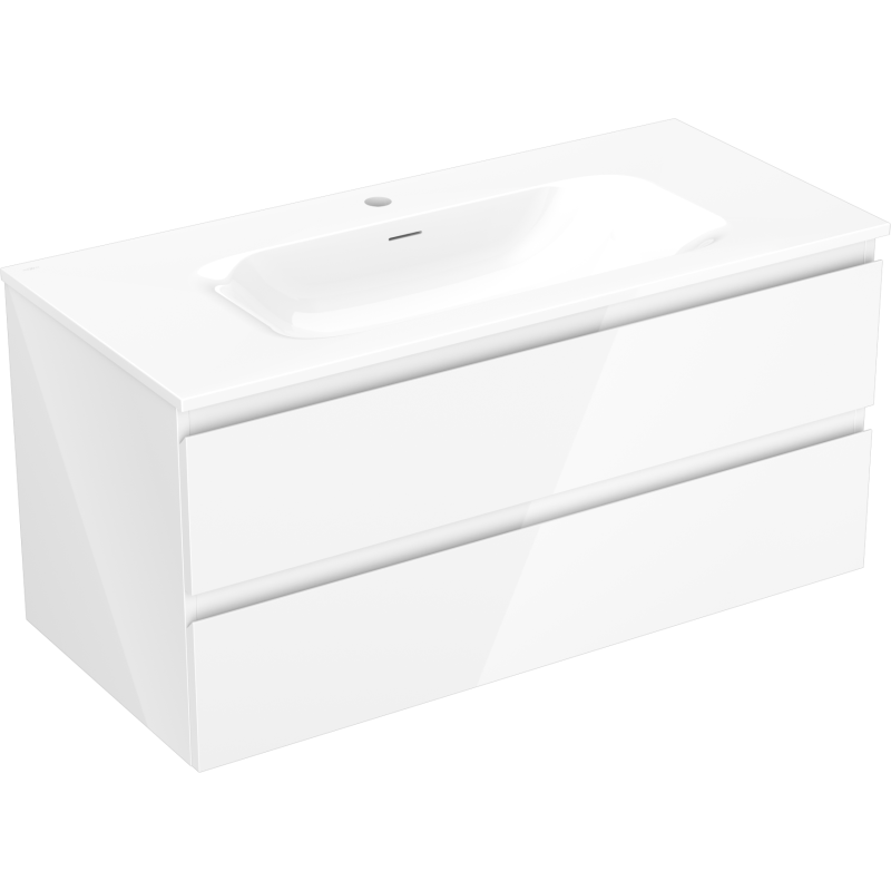 Mexen Orio bathroom cabinet 100 cm with Vela washbasin, 2 drawers, white gloss - 91A10-10047-2-BFF00-W23M00