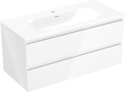 Mexen Orio bathroom cabinet 100 cm with Vela washbasin, 2 drawers, white gloss - 91A10-10047-2-BFF00-W23M00