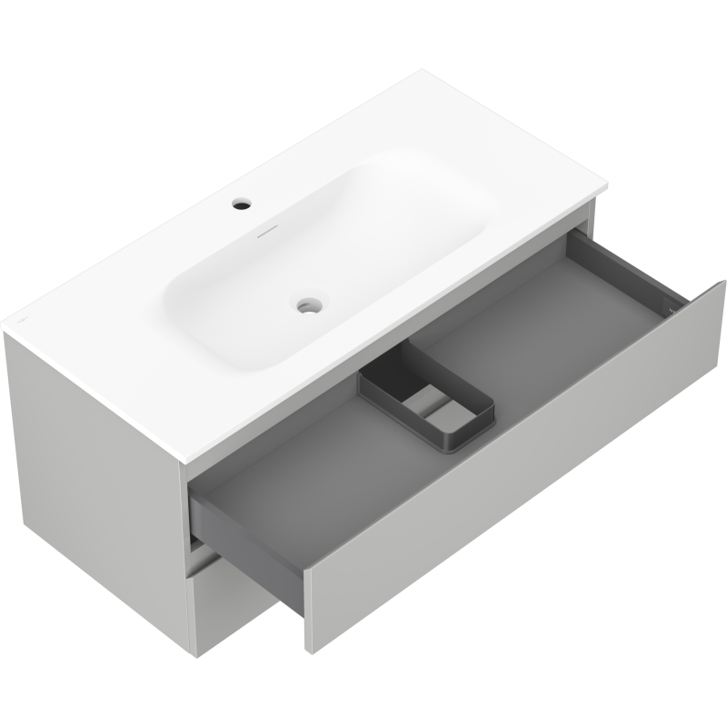 Mexen Orio bathroom cabinet 100 cm with Vela washbasin, 2 drawers, grey matte/white matte - 91A10-10047-2-BFF62-W23M01