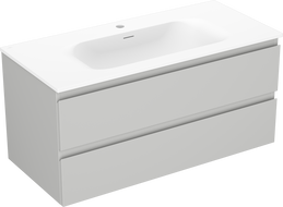 Mexen Orio 100 cm Bathroom Cabinet with Vela Sink, 2 Drawers, Gray Matte/White Matte - 91A10-10047-2-BFF62-W23M01