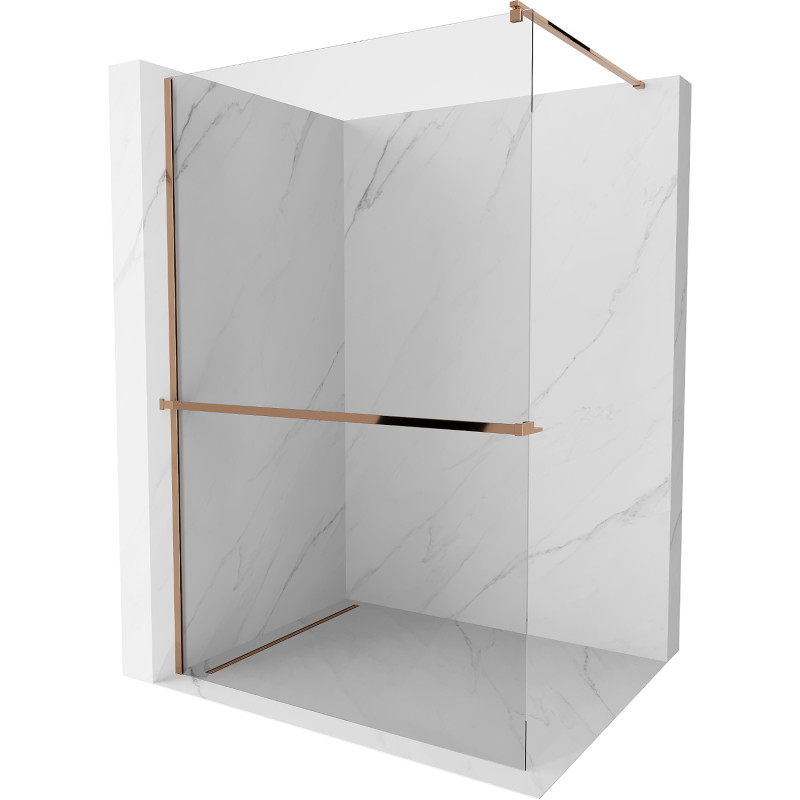 Mexen Kioto+ shower screen with shelf Walk-in 100 x 200 cm, transparent, rose gold - 800-100-121-60-00