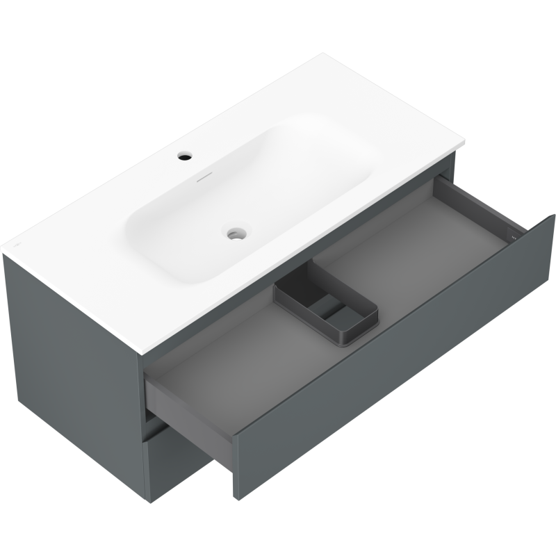 Mexen Orio 100 cm Bathroom Cabinet with Vela Sink, 2 Drawers, Matte Graphite/Matte White - 91A10-10047-2-BFF66-W23M01