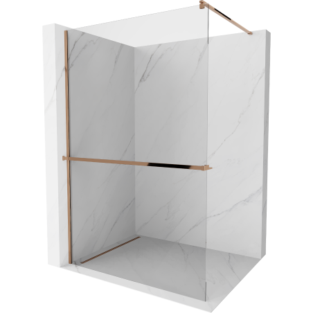 Mexen Kioto+ Walk-in shower screen with shelf 130 x 200 cm, transparent, rose gold - 800-130-121-60-00