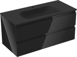 Mexen Orio bathroom cabinet 100 cm with Vela sink, 2 drawers, black gloss/matte black - 91A10-10047-2-BFF70-W23M71