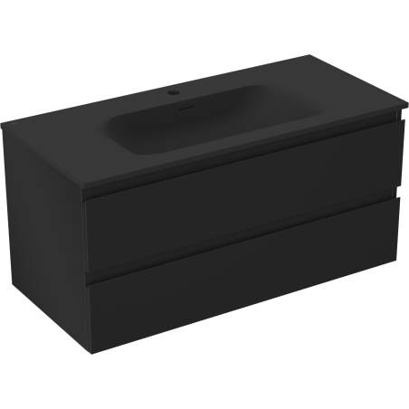 Mexen Orio bathroom cabinet 100 cm with Vela sink, 2 drawers, black matte - 91A10-10047-2-BFF71-W23M71