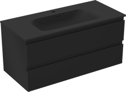 Mexen Orio bathroom cabinet 100 cm with Vela sink, 2 drawers, black matte - 91A10-10047-2-BFF71-W23M71