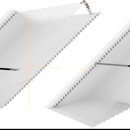 Mexen Kioto+ shower screen with a shelf and rail 90 x 200 cm, Frosted 8 mm, Rose gold - 800-090-121-60-30