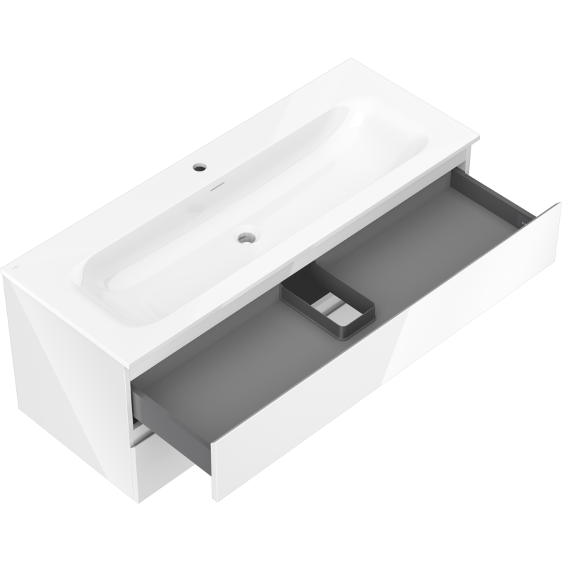 Mexen Orio bathroom cabinet 120 cm with Vela washbasin, 2 drawers, white gloss - 91A10-12047-2-BFF00-W23M00