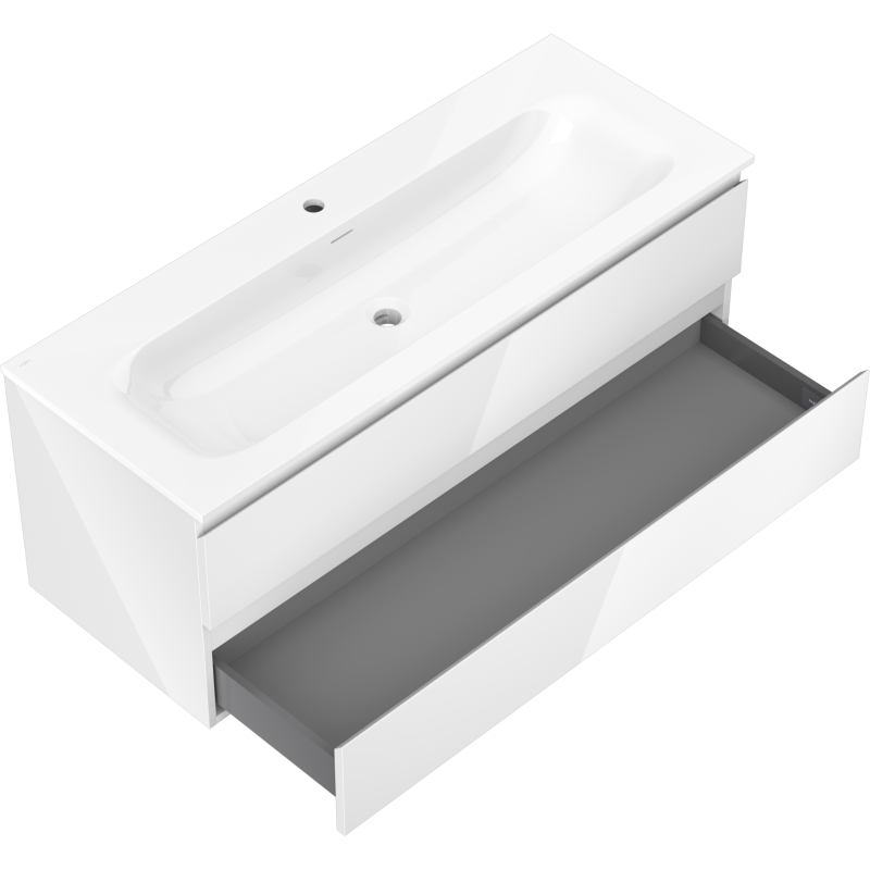 Mexen Orio bathroom cabinet 120 cm with Vela washbasin, 2 drawers, white gloss - 91A10-12047-2-BFF00-W23M00