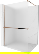 Mexen Kioto+ shower screen with a shelf and rail 120 x 200 cm, Frosted 8 mm, Rose gold - 800-120-121-60-30