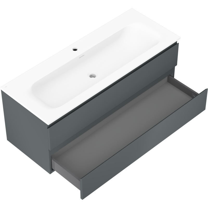 Mexen Orio bathroom cabinet 120 cm with Vela washbasin, 2 drawers, matt graphite/matt white - 91A10-12047-2-BFF66-W23M01