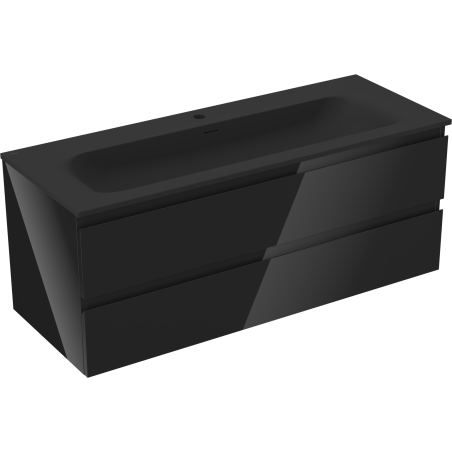 Mexen Orio 120 cm Bathroom Cabinet with Vela Sink, 2 Drawers, Black Gloss/Black Matte - 91A10-12047-2-BFF70-W23M71