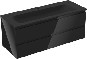 Mexen Orio bathroom cabinet 120 cm with Vela sink, 2 drawers, black gloss/black matte - 91A10-12047-2-BFF70-W23M71