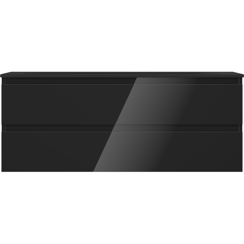 Mexen Orio 120 cm Bathroom Cabinet with Vela Sink, 2 Drawers, Black Gloss/Black Matte - 91A10-12047-2-BFF70-W23M71
