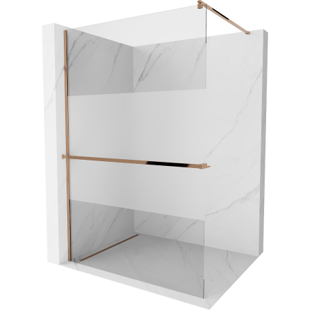Mexen Kioto+ shower screen with a shelf and rail 80 x 200 cm, Transparent/Frosted 8 mm, Rose gold - 800-080-121-60-35