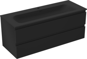 Mexen Orio bathroom cabinet 120 cm with Vela sink, 2 drawers, matte black - 91A10-12047-2-BFF71-W23M71