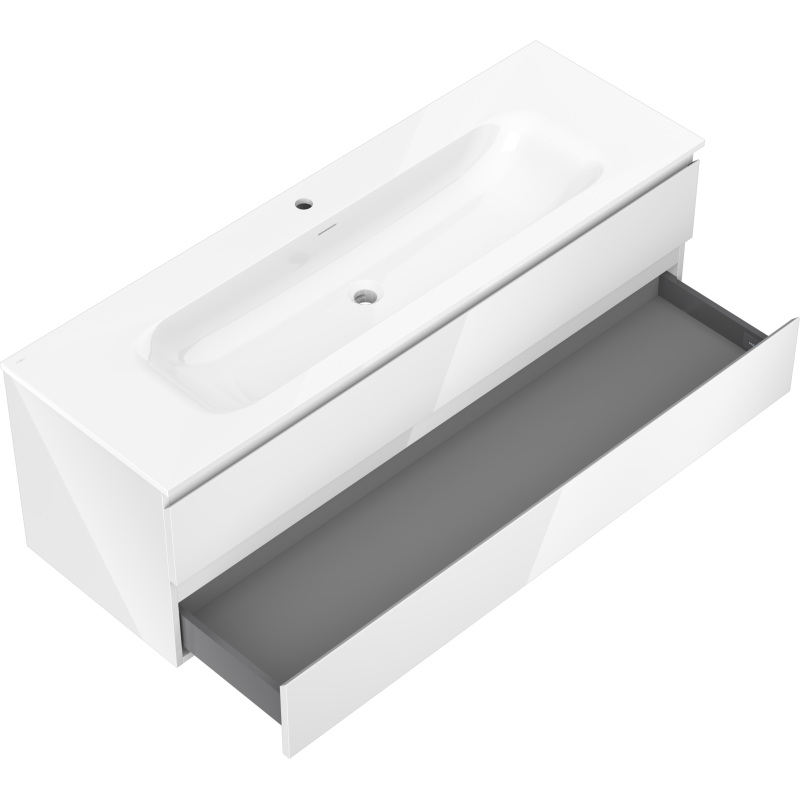 Mexen Orio bathroom cabinet 140 cm with Vela washbasin, 2 drawers, white gloss - 91A10-14047-2-BFF00-W23M00