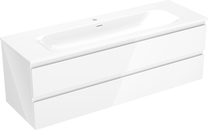 Mexen Orio bathroom cabinet 140 cm with Vela washbasin, 2 drawers, white gloss - 91A10-14047-2-BFF00-W23M00