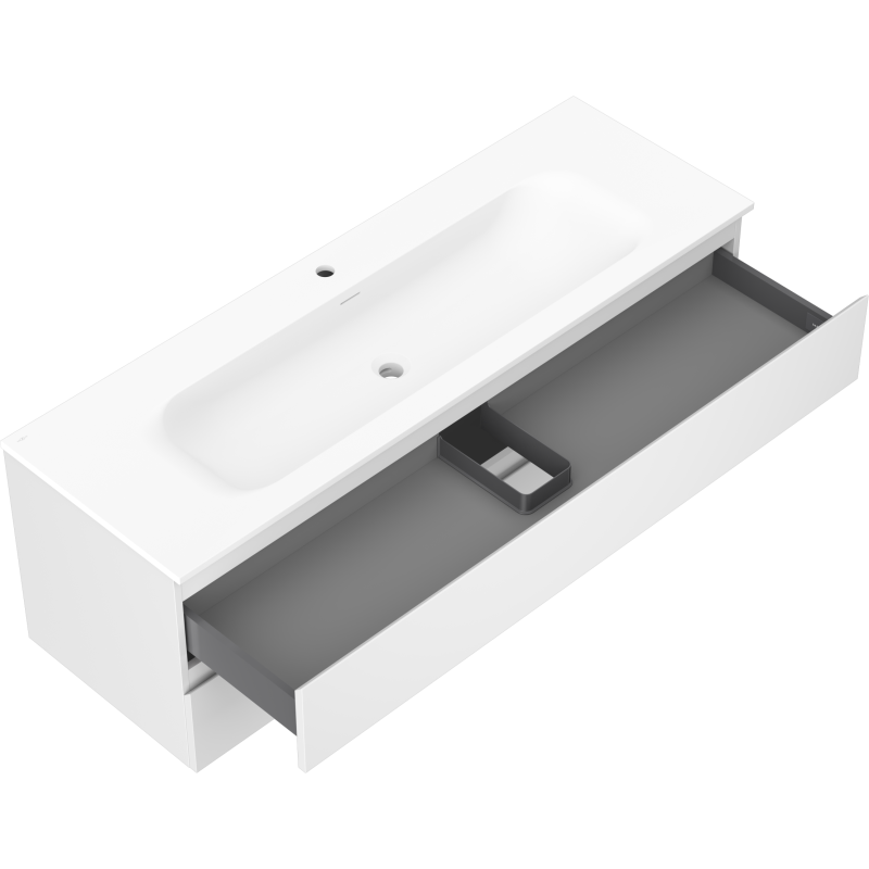 Mexen Orio 140 cm bathroom cabinet with Vela sink, 2 drawers, white matte - 91A10-14047-2-BFF01-W23M01