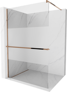 Mexen Kioto+ shower screen with a shelf and rail 120 x 200 cm, Transparent/Frosted 8 mm, Rose gold - 800-120-121-60-35