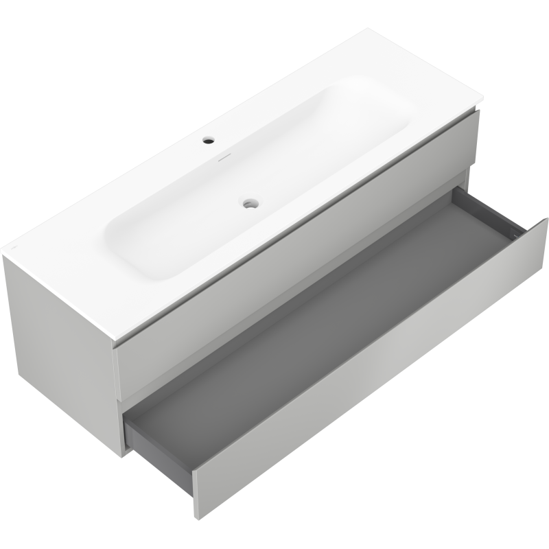 Mexen Orio bathroom cabinet 140 cm with Vela sink, 2 drawers, grey matte/white matte - 91A10-14047-2-BFF62-W23M01