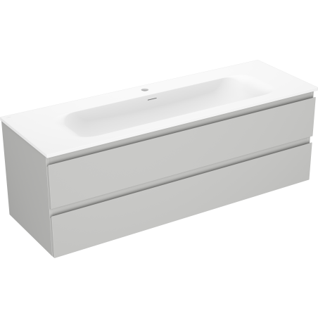 Mexen Orio bathroom cabinet 140 cm with Vela washbasin, 2 drawers, gray matte/white matte - 91A10-14047-2-BFF62-W23M01