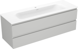 Mexen Orio bathroom cabinet 140 cm with Vela washbasin, 2 drawers, gray matte/white matte - 91A10-14047-2-BFF62-W23M01