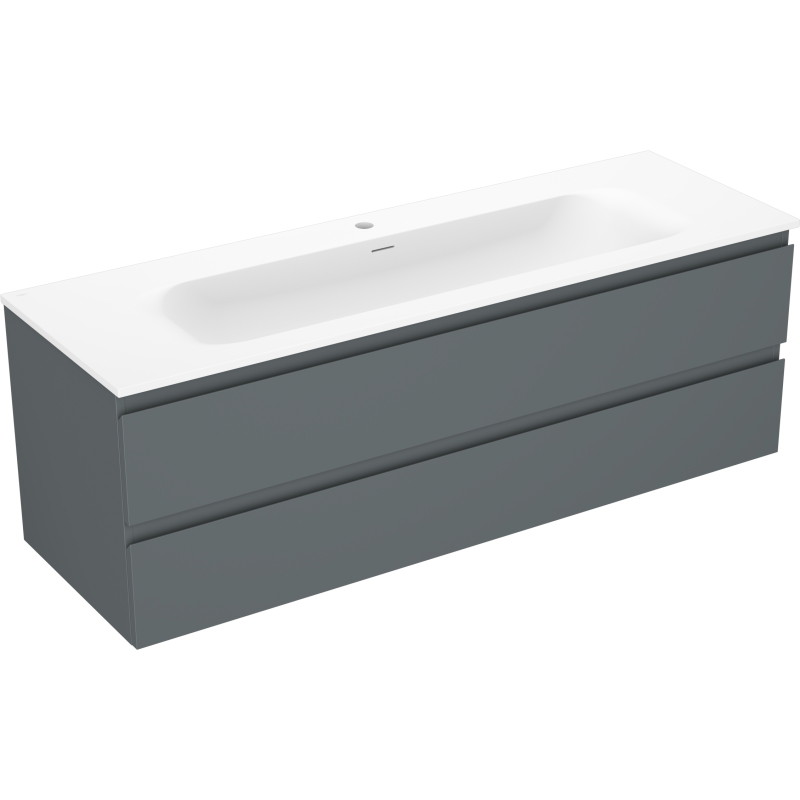 Mexen Orio 140 cm Bathroom Cabinet with Vela Sink, 2 Drawers, Matte Graphite/White Matte - 91A10-14047-2-BFF66-W23M01