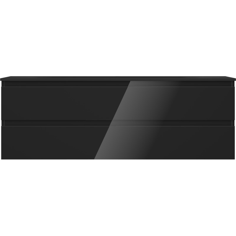 Mexen Orio 140 cm bathroom cabinet with sink Vela, 2 drawers, black gloss/black matte - 91A10-14047-2-BFF70-W23M71