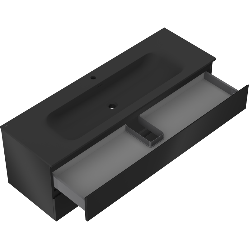 Mexen Orio bathroom cabinet 140 cm with Vela sink, 2 drawers, black matte - 91A10-14047-2-BFF71-W23M71