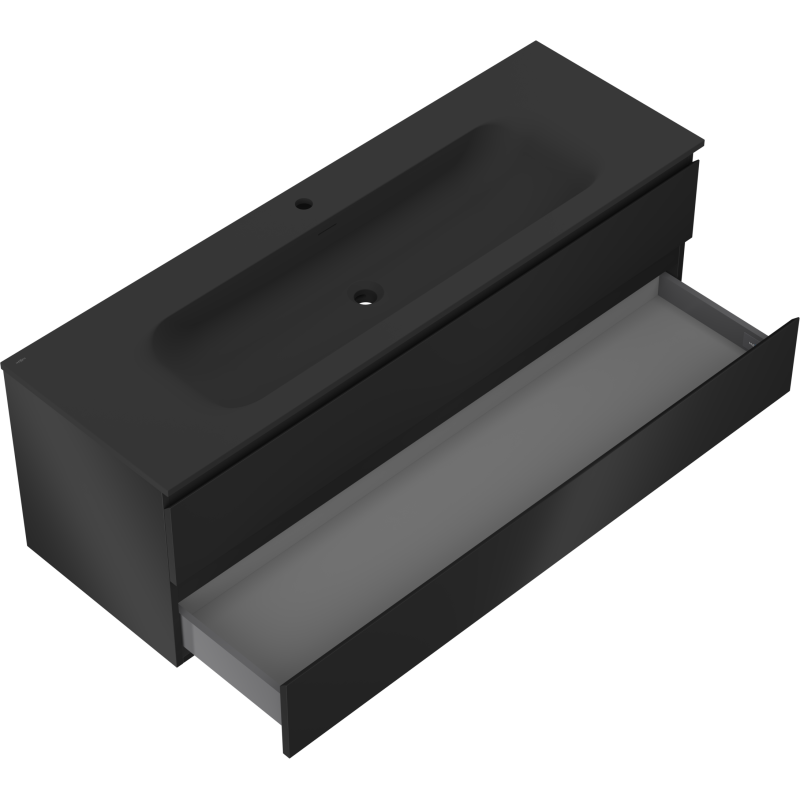 Mexen Orio bathroom cabinet 140 cm with Vela sink, 2 drawers, black matte - 91A10-14047-2-BFF71-W23M71