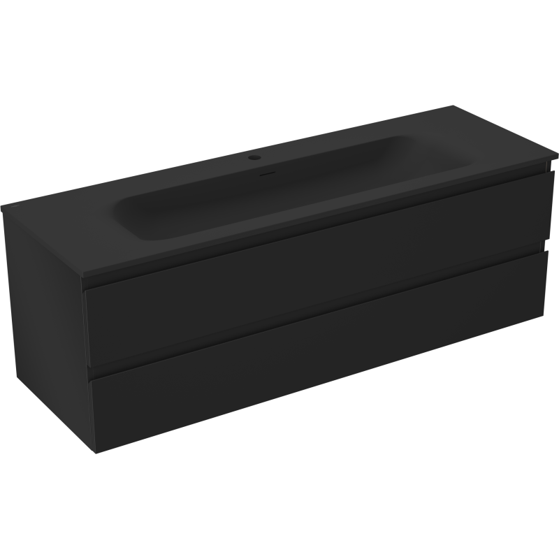 Mexen Orio bathroom cabinet 140 cm with Vela sink, 2 drawers, matte black - 91A10-14047-2-BFF71-W23M71