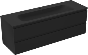 Mexen Orio bathroom cabinet 140 cm with Vela sink, 2 drawers, matte black - 91A10-14047-2-BFF71-W23M71
