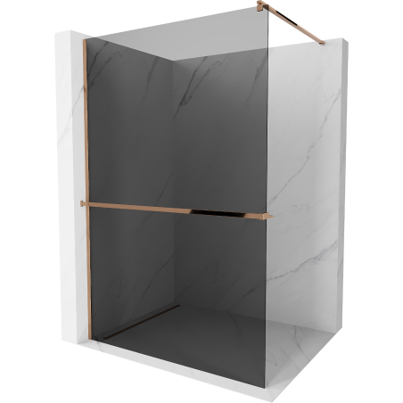 Mexen Kioto+ shower wall with shelf Walk-in 120 x 200 cm, graphite, rose gold - 800-120-121-60-40
