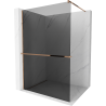 Mexen Kioto+ shower screen with a shelf and rail 120 x 200 cm, Graphite 8 mm, Rose gold - 800-120-121-60-40