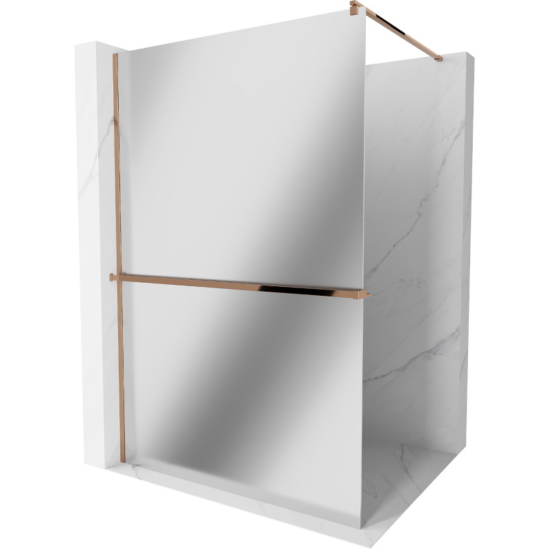 Mexen Kioto+ walk-in shower wall with shelf 70 x 200 cm, mirror, rose gold - 800-070-121-60-50
