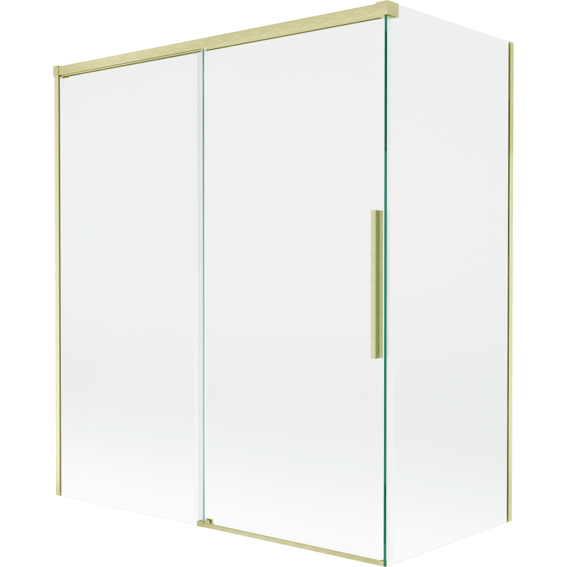 Mexen Rox bath screen 2-panel sliding 140 + 70 x 150 cm, transparent, brushed gold - 8C9-140-070-55-00
