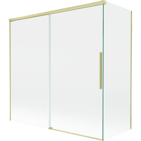 Mexen Rox 2-panel sliding shower screen 160 + 75 x 150 cm, transparent, brushed gold - 8C9-160-075-55-00