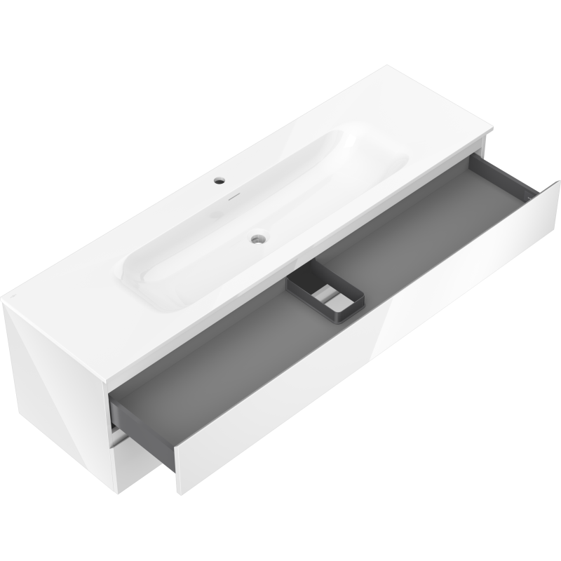 Mexen Orio bathroom cabinet 160 cm with Vela sink, 2 drawers, white gloss - 91A10-16047-2-BFF00-W23M00