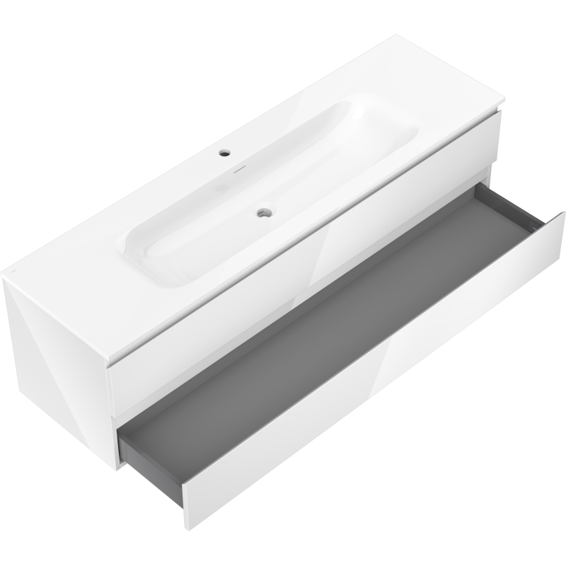 Mexen Orio bathroom cabinet 160 cm with Vela sink, 2 drawers, white gloss - 91A10-16047-2-BFF00-W23M00