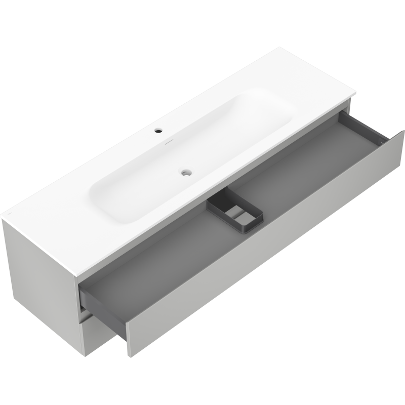 Mexen Orio bathroom cabinet 160 cm with Vela sink, 2 drawers, grey matte/white matte - 91A10-16047-2-BFF62-W23M01