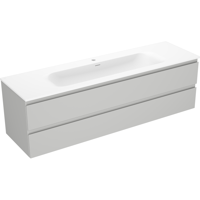 Mexen Orio bathroom cabinet 160 cm with Vela sink, 2 drawers, gray matte/white matte - 91A10-16047-2-BFF62-W23M01