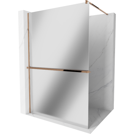 Mexen Kioto+ shower wall with shelf Walk-in 100 x 200 cm, mirror, rose gold - 800-100-121-60-50