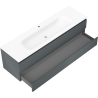 Mexen Orio bathroom cabinet 160 cm with Vela sink, 2 drawers, matte graphite/white matte - 91A10-16047-2-BFF66-W23M01