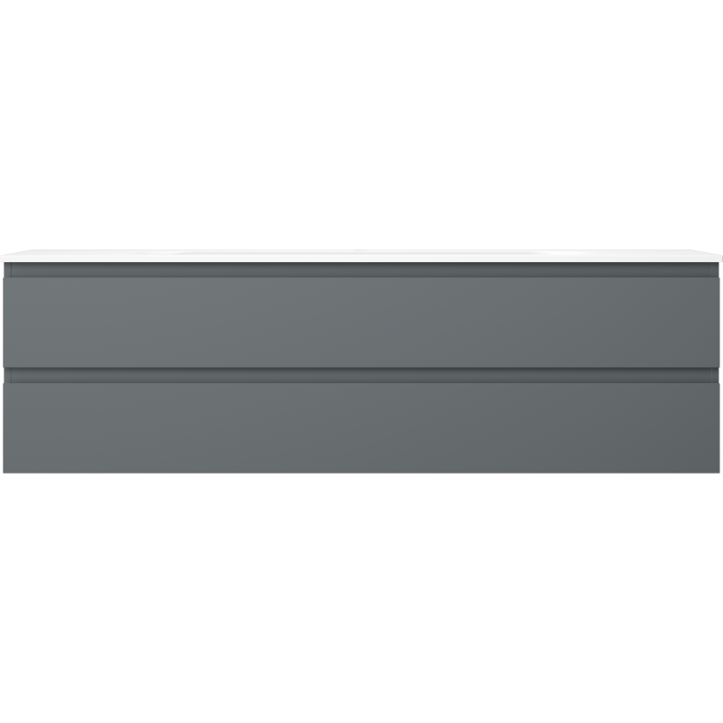Mexen Orio 160 cm bathroom cabinet with Vela washbasin, 2 drawers, matte graphite/white matte - 91A10-16047-2-BFF66-W23M01