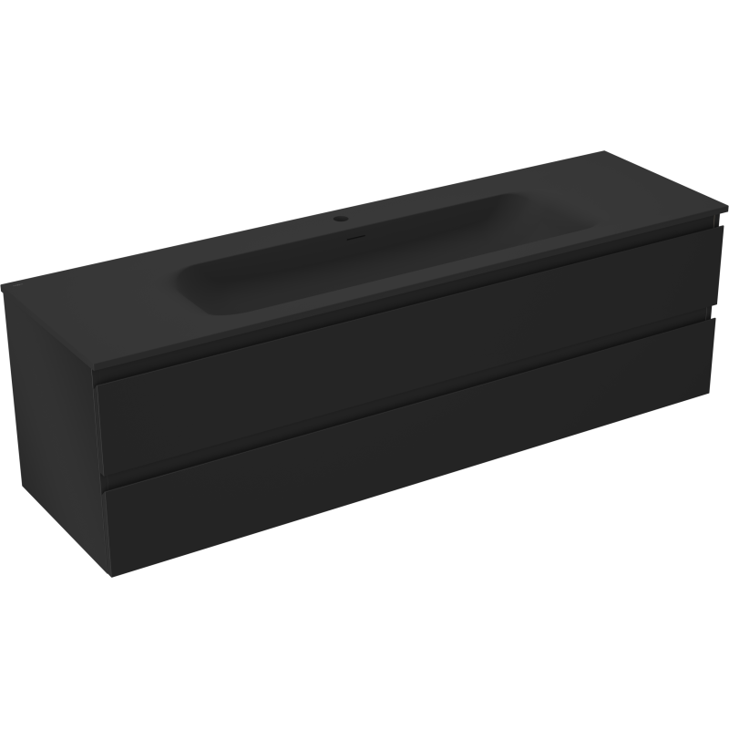 Mexen Orio bathroom cabinet 160 cm with Vela sink, 2 drawers, black matte - 91A10-16047-2-BFF71-W23M71