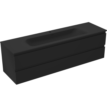 Mexen Orio bathroom cabinet 160 cm with Vela sink, 2 drawers, black matte - 91A10-16047-2-BFF71-W23M71