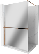 Mexen Kioto+ shower screen with a shelf and rail 110 x 200 cm, Mirror 8 mm, Rose gold - 800-110-121-60-50