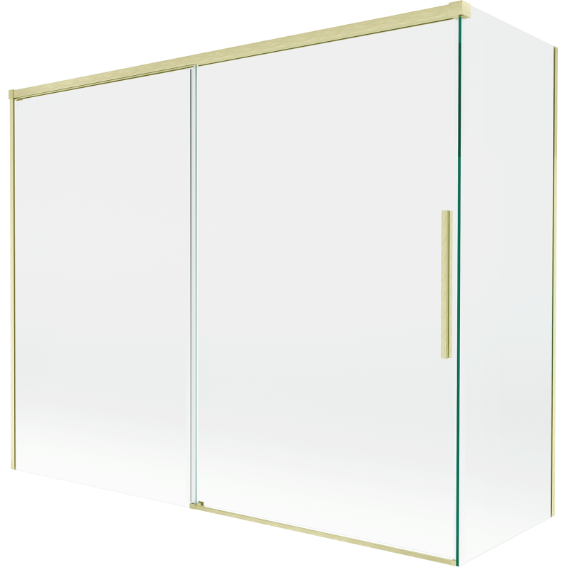 Mexen Rox 2-wing Sliding Shower Screen 190 + 80 x 150 cm, Transparent, Brushed Gold - 8C9-190-080-55-00